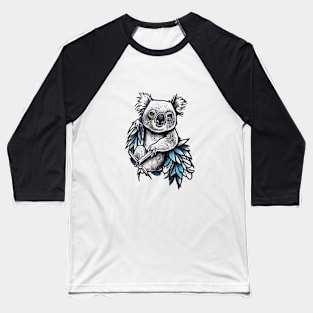 Koala Bear Wild Animal Nature Illustration Art Tattoo Baseball T-Shirt